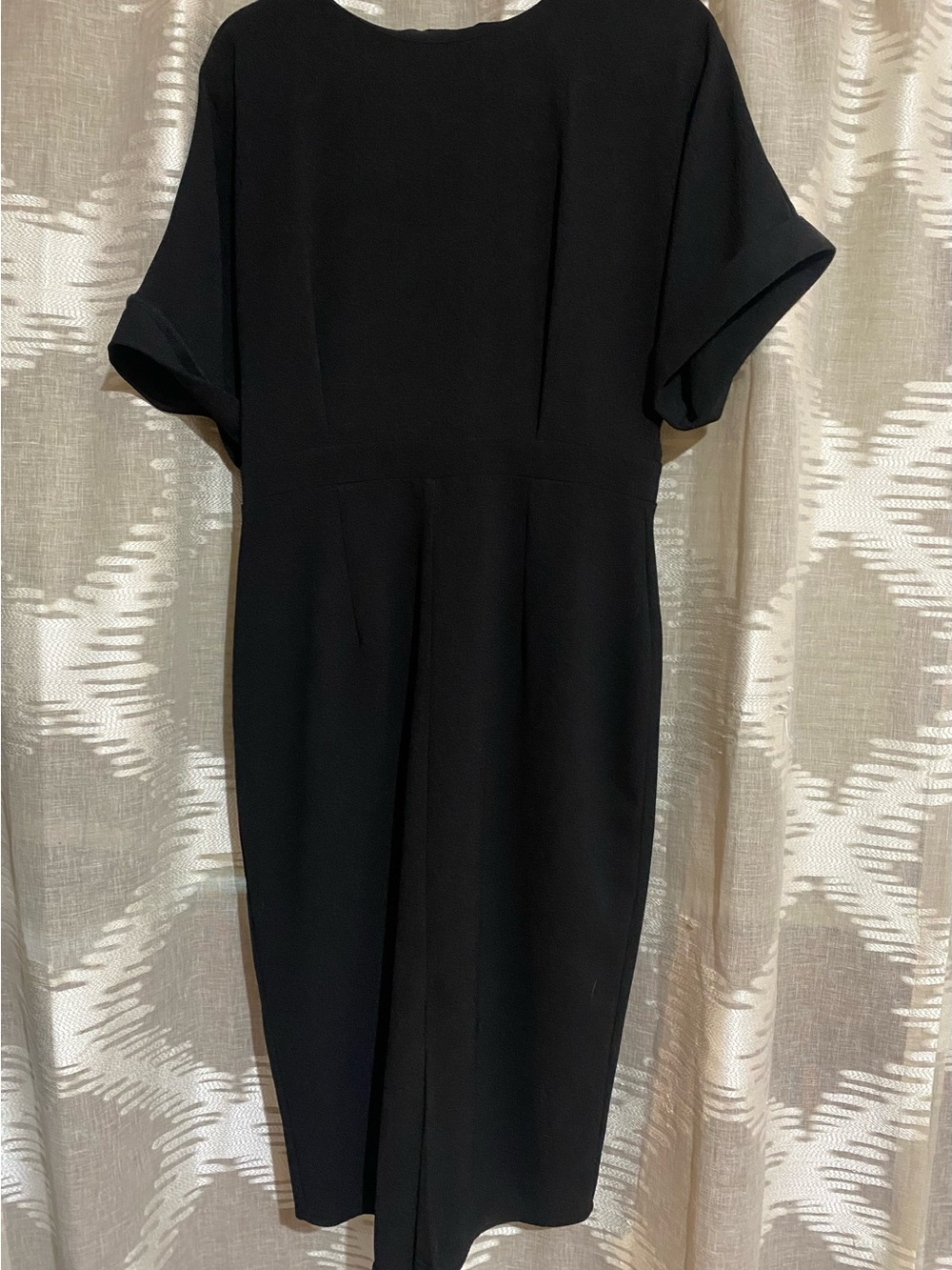 ASOS Black Wiggle Midi Dress with Short Dolman Sleeves